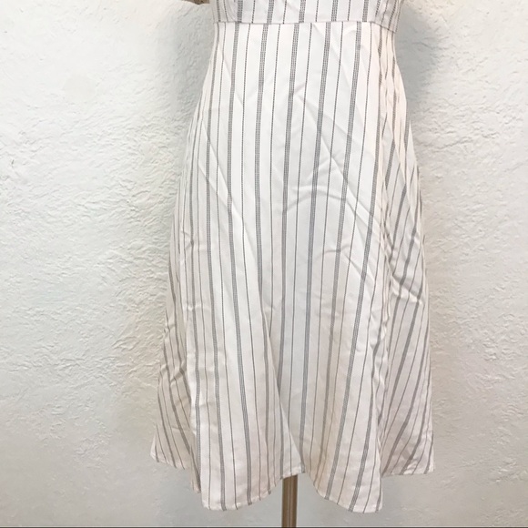 Ann Taylor One Shoulder Dress Cream Black Striped 4 - Picture 3 of 9